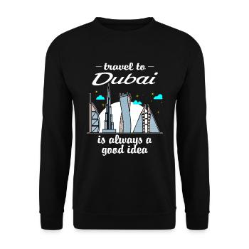 Voyager à Dubai Bonne idée Emirat arabe unifié - Sweat-shirt Unisexe - noir - Devant - Alina (178cm) & Michal (187cm)