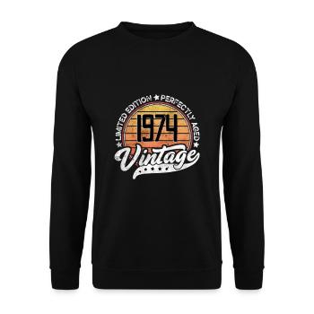 Vintage 1974 Shirt Birthday Limited Edition Shirt - Unisex Sweatshirt - black - Front - Alina (178cm) & Michal (187cm)