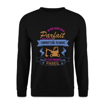 je ne suis pas parfait conducteur d´engins cadeau - Sweat-shirt Unisexe - noir - Devant - Alina (178cm) & Michal (187cm)