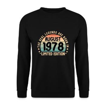 Born in 1978 Tee Vintage Legend Born in August - Unisex Pullover - Schwarz - Vorne - Alina (178cm) & Michal (187cm)