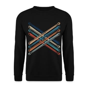 Drumming Shirt For Drummers "Drumsticks" Genuine - Sweat-shirt Unisexe - noir - Devant - Alina (178cm) & Michal (187cm)