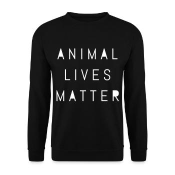 Animal Lives Matter Vegan Auf pflanzlicher Basis - Unisex Pullover - Schwarz - Vorne - Alina (178cm) & Michal (187cm)