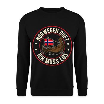 Norwegen ruft Wikinger Flagge Skandinavien - Unisex Pullover - Schwarz - Vorne - Alina (178cm) & Michal (187cm)