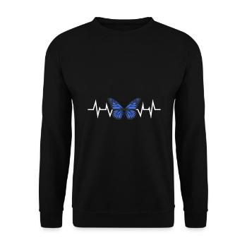 Blue Butterfly Heartbeat - Unisex Sweatshirt - black - Front - Alina (178cm) & Michal (187cm)