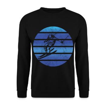 Ski fahren Retro Skier Ski Skifahren Skifahrer - Unisex Pullover - Schwarz - Vorne - Alina (178cm) & Michal (187cm)