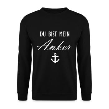 Du bist mein Anker | Liebe Paar Love - Unisex Pullover - Schwarz - Vorne - Alina (178cm) & Michal (187cm)