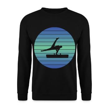 Turnen Bodenturnen Retro Geräteturnen Turnverein - Unisex Pullover - Schwarz - Vorne - Alina (178cm) & Michal (187cm)