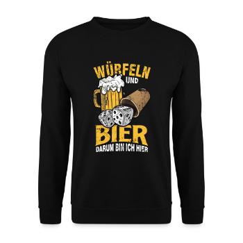 Würfelspiel Würfelpoker Würfeln - Unisex Pullover - Schwarz - Vorne - Alina (178cm) & Michal (187cm)