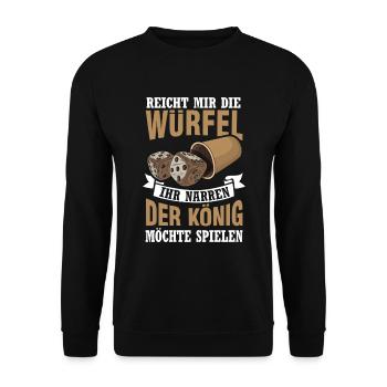 Würfelspiel Würfelpoker Würfeln - Unisex Pullover - Schwarz - Vorne - Alina (178cm) & Michal (187cm)
