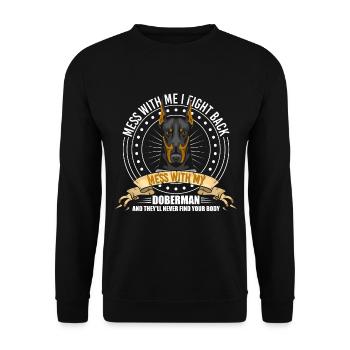 Dobermann Wachhund Hundeliebhaber - Unisex Pullover - Schwarz - Vorne - Alina (178cm) & Michal (187cm)