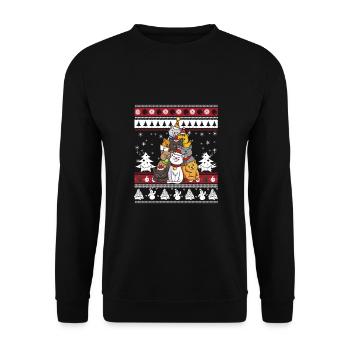 Christmas Cat Tree - Unisex Sweatshirt - black - Front - Alina (178cm) & Michal (187cm)