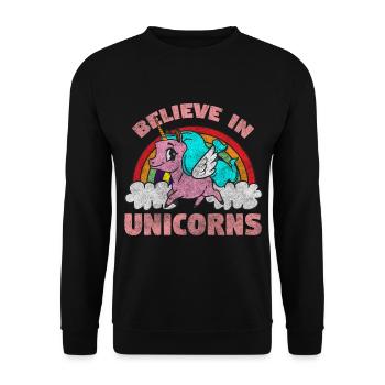 Unicorns Fairy Tale Pink - Unisex Sweatshirt - black - Front - Alina (178cm) & Michal (187cm)
