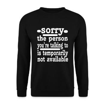 sorry lustiger Spruch - Unisex Pullover - Schwarz - Vorne - Alina (178cm) & Michal (187cm)