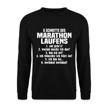 6 schritte marathon Lauf lustiger Spruch - Unisex Pullover - Schwarz - Vorne - Alina (178cm) & Michal (187cm)