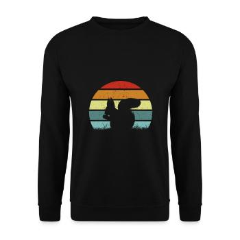 Squirrel Retro Squirrel Lover - Unisex Sweatshirt - black - Front - Alina (178cm) & Michal (187cm)