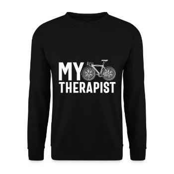 Radfahren Biker Mein Therapeut - Unisex Pullover - Schwarz - Vorne - Alina (178cm) & Michal (187cm)
