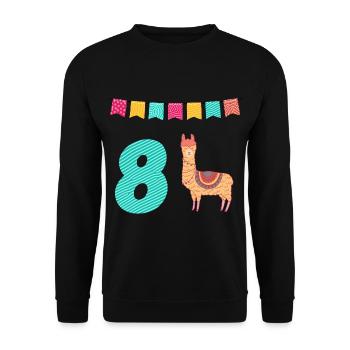 Drôle lama Alpaga 8ème anniversaire - Sweat-shirt Unisexe - noir - Devant - Alina (178cm) & Michal (187cm)