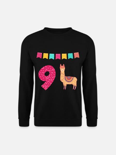 9th Birthday Lama Alpaca - Unisex Sweatshirt - black