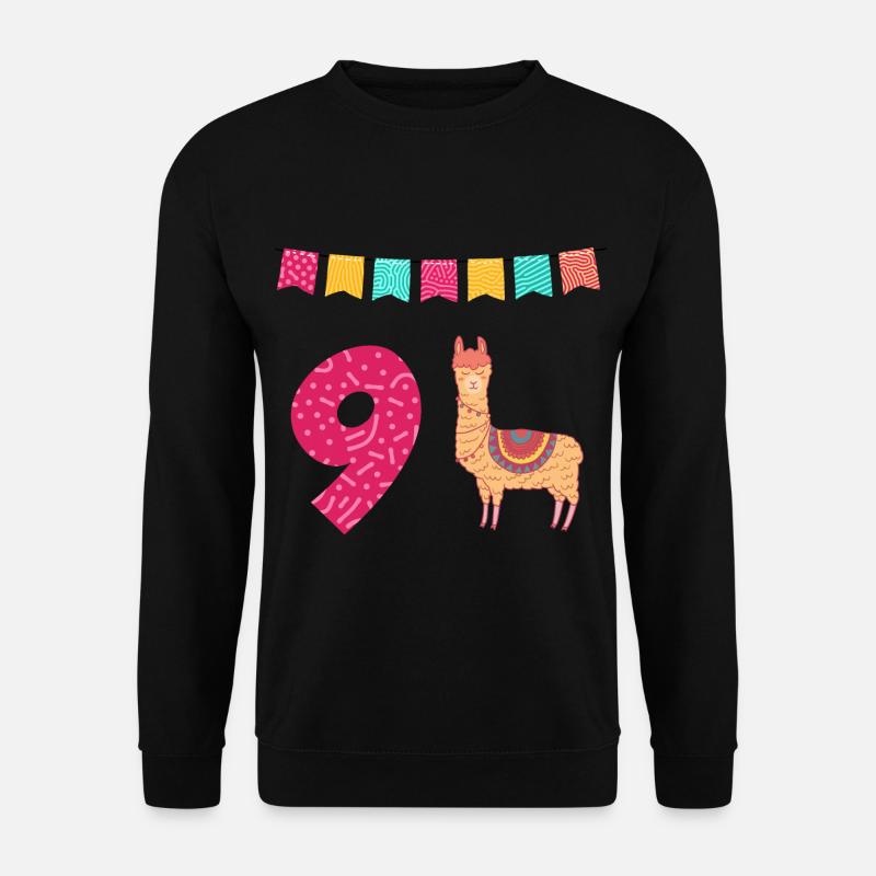 9th Birthday Lama Alpaca - Unisex Sweatshirt - black