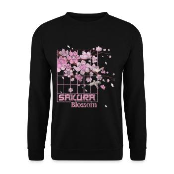 Cherry Blossoms Nature Symbol Pink - Unisex Sweatshirt - black - Front - Alina (178cm) & Michal (187cm)