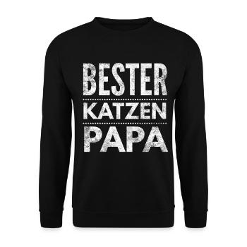 Bester Katzen Papa da schnurren die Katzen - Unisex Pullover - Schwarz - Vorne - Alina (178cm) & Michal (187cm)