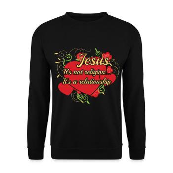 Jesus It's Not Religion It's A Relationship - Unisex Sweatshirt - black - Front - Alina (178cm) & Michal (187cm)