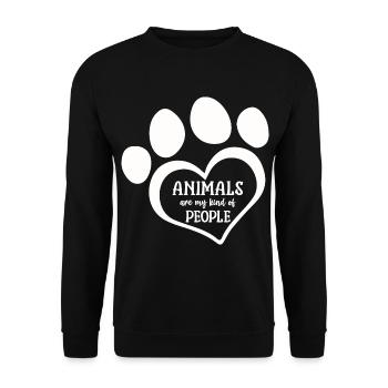 Tiere sind meine Art von Menschen - Unisex Pullover - Schwarz - Vorne - Alina (178cm) & Michal (187cm)
