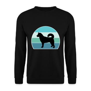 Ostsibirische Laika Dog Silhouette Vintage Sonnenuntergang - Unisex Pullover - Schwarz - Vorne - Alina (178cm) & Michal (187cm)