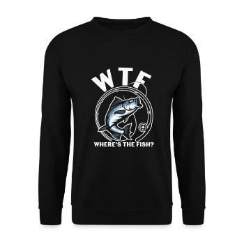 Citation de pêche Cadeau de pêche Drôle Où est le poisson? - Sweat-shirt Unisexe - noir - Devant - Alina (178cm) & Michal (187cm)