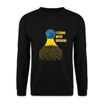 I Stand With Ukraine Ukrainian Flag Support - Unisex Sweatshirt - black - Front - Alina (178cm) & Michal (187cm)