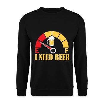 Bierzitat Ich brauche einen Bierzähler Bier trinken - Unisex Pullover - Schwarz - Vorne - Alina (178cm) & Michal (187cm)