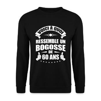 BOGOSSE DE 60 ANS - Sweat-shirt Unisexe - noir - Devant - Alina (178cm) & Michal (187cm)