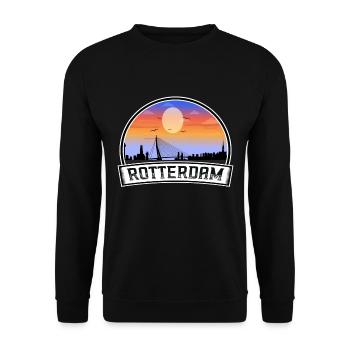 Rotterdam Netherlands Skyline Vintage Sunset Trave - Unisex Sweatshirt - black - Front - Alina (178cm) & Michal (187cm)