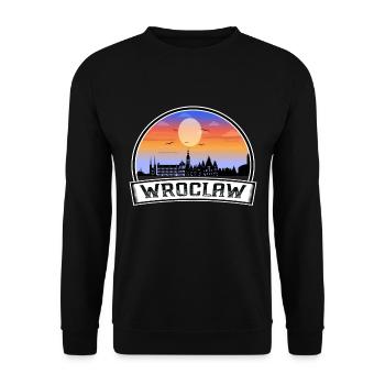 Breslau Polen Skyline Vintage Sonnenuntergang Reise Souve - Unisex Pullover - Schwarz - Vorne - Alina (178cm) & Michal (187cm)