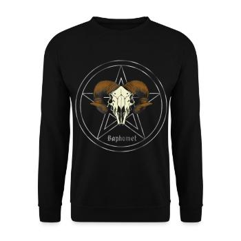 Baphomet Pentagramm - Unisex Pullover - Schwarz - Vorne - Alina (178cm) & Michal (187cm)