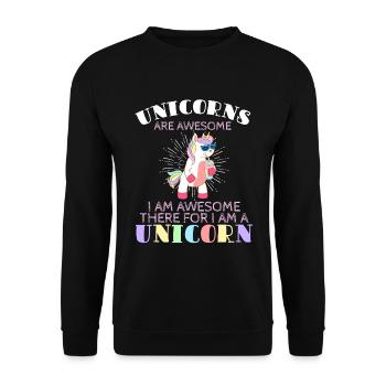 Magic Fairy Tale Colorful Myth Collection Unicorn - Unisex Pullover - Schwarz - Vorne - Alina (178cm) & Michal (187cm)
