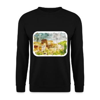 Rom Italien Aquarell Skizze Handgezeichnetes Gemälde - Unisex Pullover - Schwarz - Vorne - Alina (178cm) & Michal (187cm)
