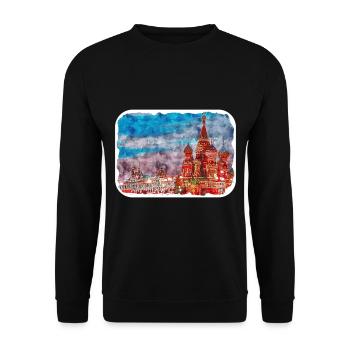 Moscou Russie Aquarelle Esquisse Dessin Dessiné - Sweat-shirt Unisexe - noir - Devant - Alina (178cm) & Michal (187cm)