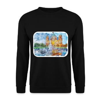 Allemagne Aquarelle Esquisse Dessinée à la main Illustration - Sweat-shirt Unisexe - noir - Devant - Alina (178cm) & Michal (187cm)