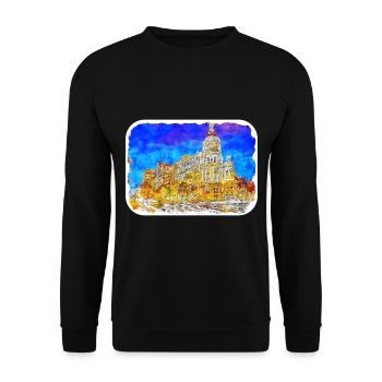 Madrid Espagne Aquarelle Esquisse Dessinée Peinture - Sweat-shirt Unisexe - noir - Devant - Alina (178cm) & Michal (187cm)