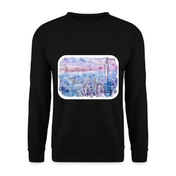 New York Usa Watercolor Sketch - Unisex Sweatshirt - black - Front - Alina (178cm) & Michal (187cm)