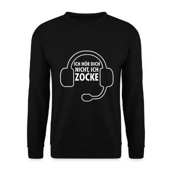 Ich hör dich nicht ich zocke Gamer Gaming - Unisex Pullover - Schwarz - Vorne - Alina (178cm) & Michal (187cm)