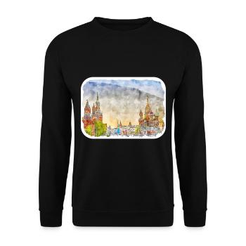 Moscou Russie Aquarelle Sketch Illustration - Sweat-shirt Unisexe - noir - Devant - Alina (178cm) & Michal (187cm)