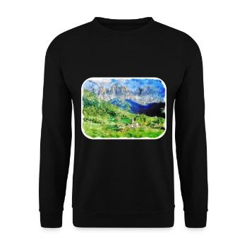 Europa Aquarellskizze Handgezeichnete Illustration - Unisex Pullover - Schwarz - Vorne - Alina (178cm) & Michal (187cm)