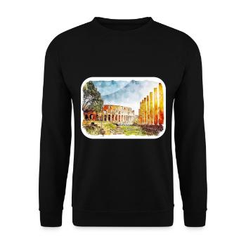 Rom Italien Aquarell Skizze Handgezeichnetes Gemälde - Unisex Pullover - Schwarz - Vorne - Alina (178cm) & Michal (187cm)