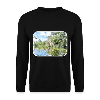 Angleterre Royaume-Uni Aquarelle Esquisse Dessinée à la main Peinture - Sweat-shirt Unisexe - noir - Devant - Alina (178cm) & Michal (187cm)