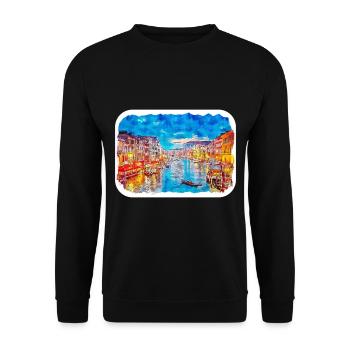 Venise Italie Aquarelle Esquisse Illustration - Sweat-shirt Unisexe - noir - Devant - Alina (178cm) & Michal (187cm)
