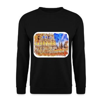 Rom Italien Aquarell Skizze Handgezeichnetes Gemälde - Unisex Pullover - Schwarz - Vorne - Alina (178cm) & Michal (187cm)