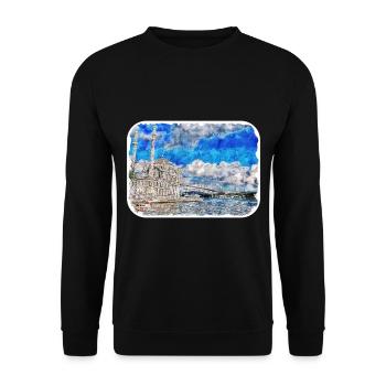 Istanbul Turkey Watercolor Sketch Illustration - Unisex Sweatshirt - black - Front - Alina (178cm) & Michal (187cm)