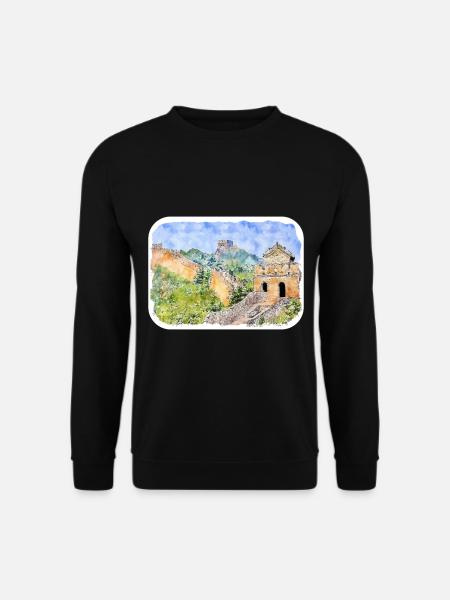 Peking China Aquarellskizze gezeichnete Zeichnung - Unisex Pullover - Schwarz